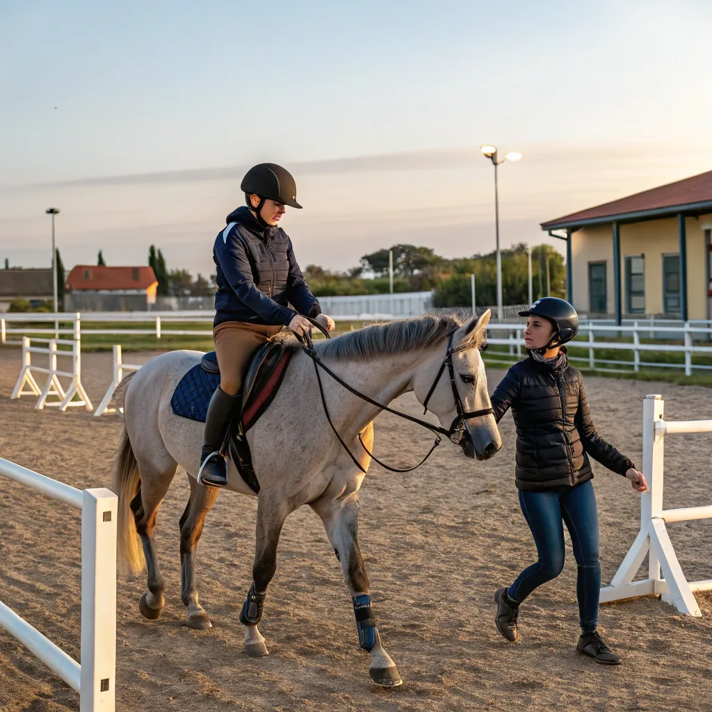 Instructor guiding a student at HYRANEXIS Riding School
